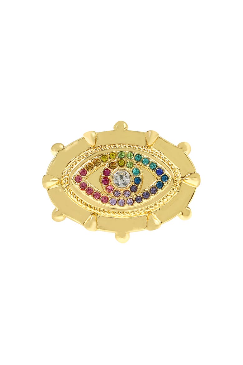 Rainbow Crystal Evil Eye Cocktail Ring, Alternate, color, GOLD MULTI