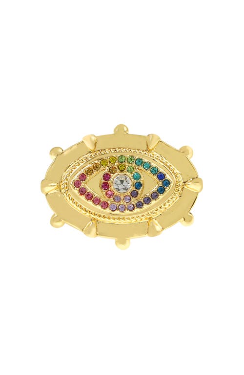 Kurt Geiger London Rainbow Crystal Evil Eye Cocktail Ring