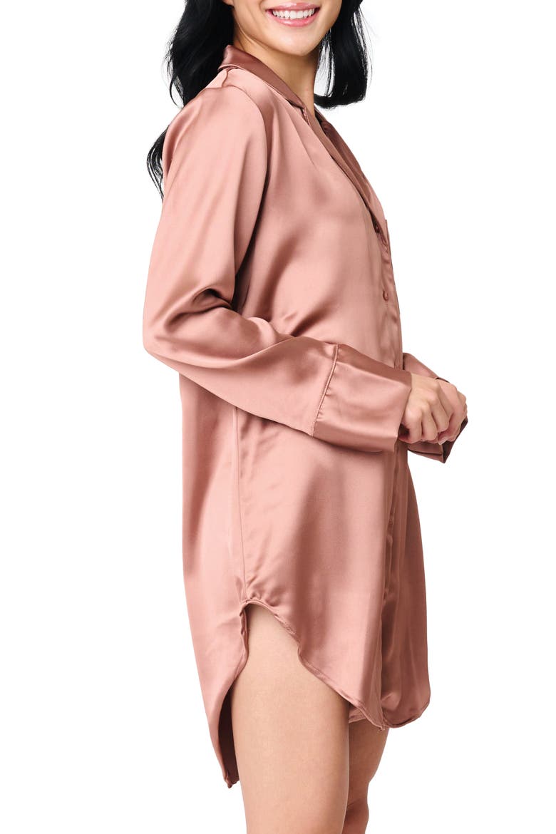 Luxe Lounge Pajama Shirt, Alternate, color, ROSEWOOD