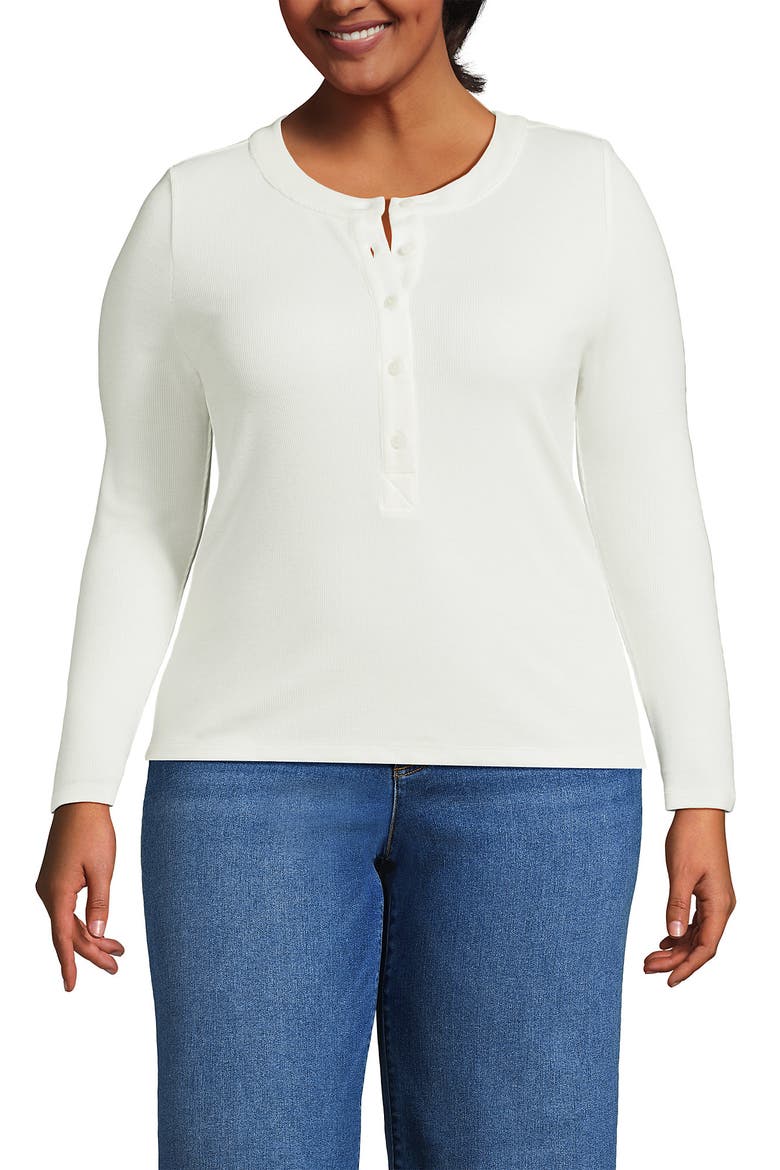 Drapey Rib Skimming Long Sleeve Henley, Main, color, Ivory