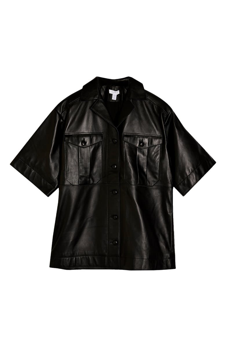 Topshop Boutique Leather Shirt, Alternate, color,