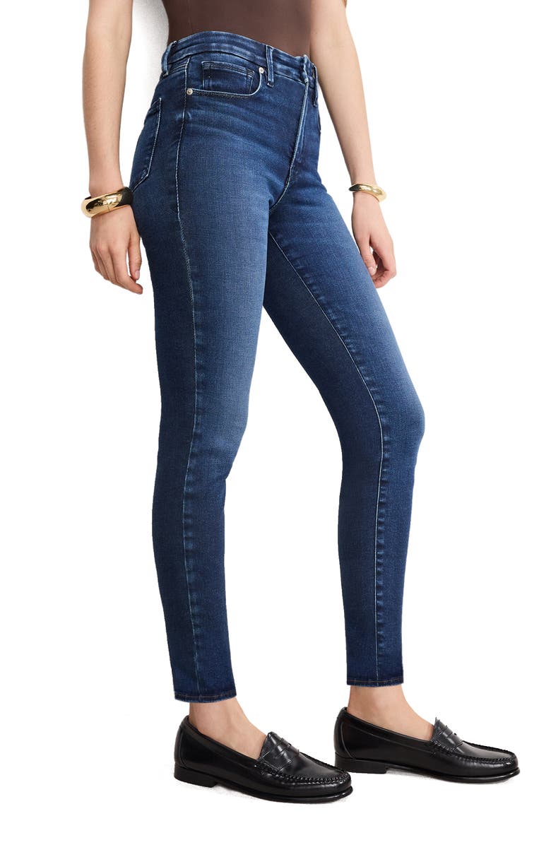 Good American Soft-Tech Good Legs Frayed Skinny Jeans, Alternate, color, Indigo1068