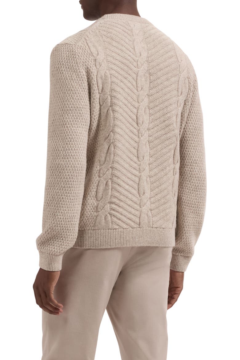 Crewneck Cable Knit Sweater, Alternate, color, COBBLESTONE