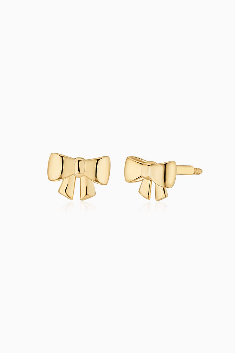 14K Yellow Gold Bow Studs Earrings, Main, color, Yellow Gold