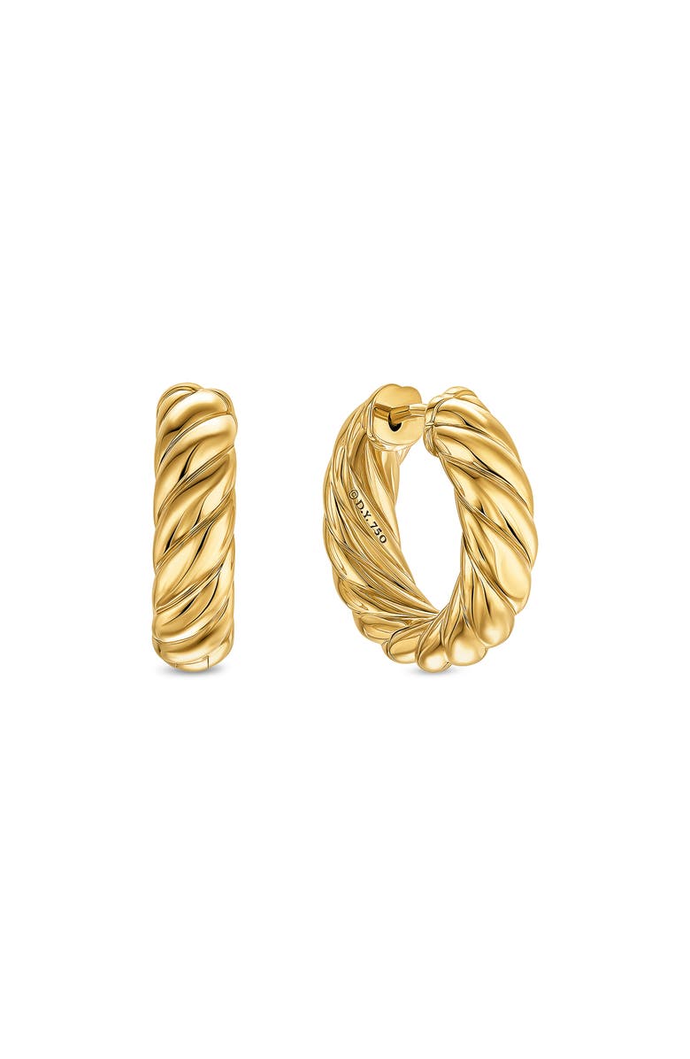 David Yurman Sculpted Cable Hoop Earrings in 18K Yellow Gold, 18.6mm, Main, color, Yellow Gold