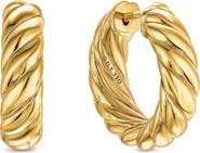 David Yurman Sculpted Cable Hoop Earrings in 18K Yellow Gold, 18.6mm
