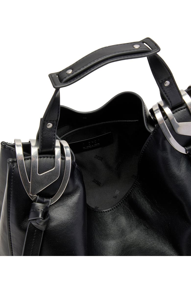 DIESEL<sup>®</sup> Medium Knot-D Top Handle Faux Leather Handbag, Alternate, color, Black