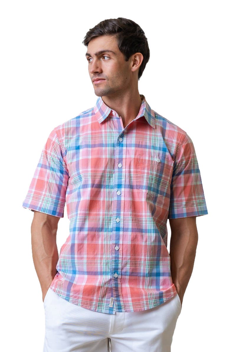 Hope & Henry Mens' Stretch Poplin Short Sleeve Button Down Shirt, Main, color, 
