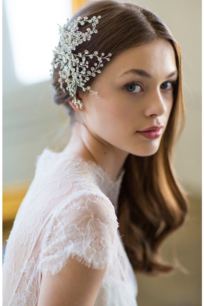 'Veda' Crystal Embellished Hair Comb, Alternate, color, CLASSIC SILVER