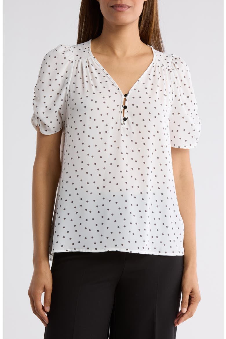 Polka Dot V-Neck Top, Main, color, IVORY