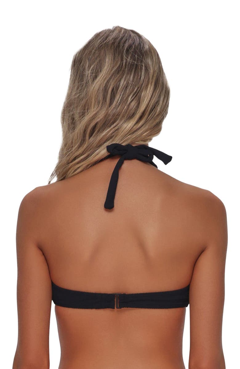 Pacifica by Sunsets Splash Halter Bikini Swimsuit Top, Alternate, color, Black Pacifica Rib