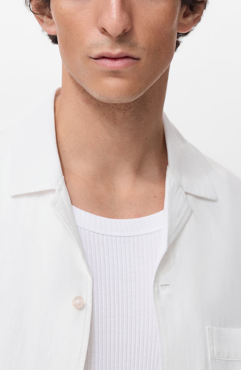 MANGO Regular Fit Camp Shirt, Alternate, color, Off White