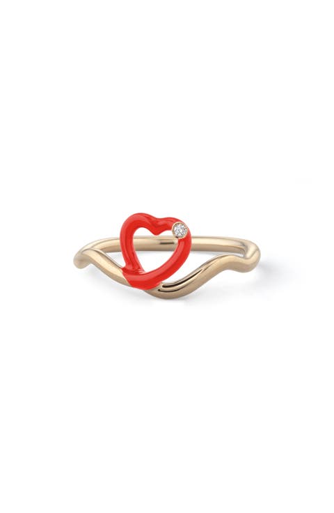 Enamel & Diamond Heart Ring
