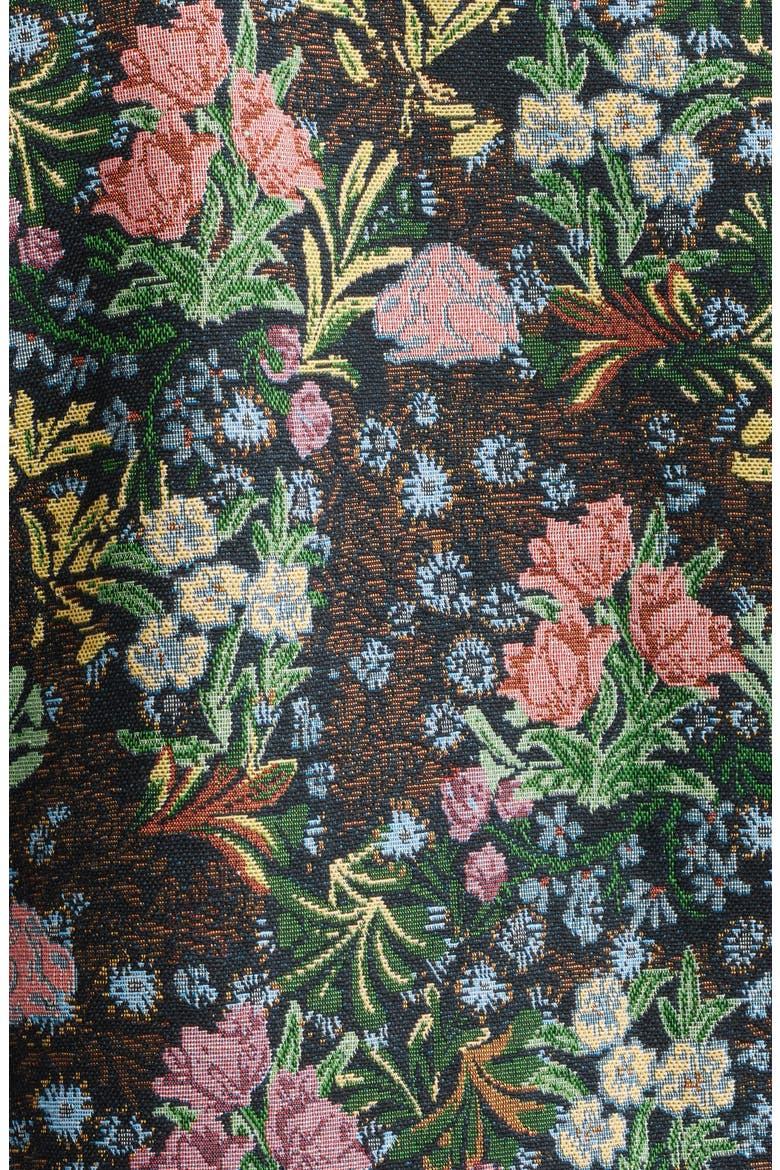 Floral Jacquard Snap-Up Overshirt, Alternate, color, BLACK