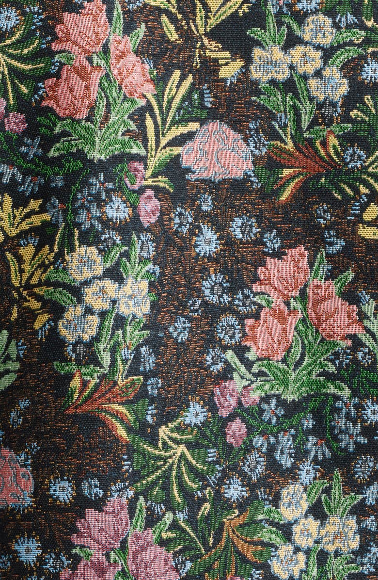 PLEASURES Floral Jacquard Snap-Up Overshirt, Alternate, color, Black