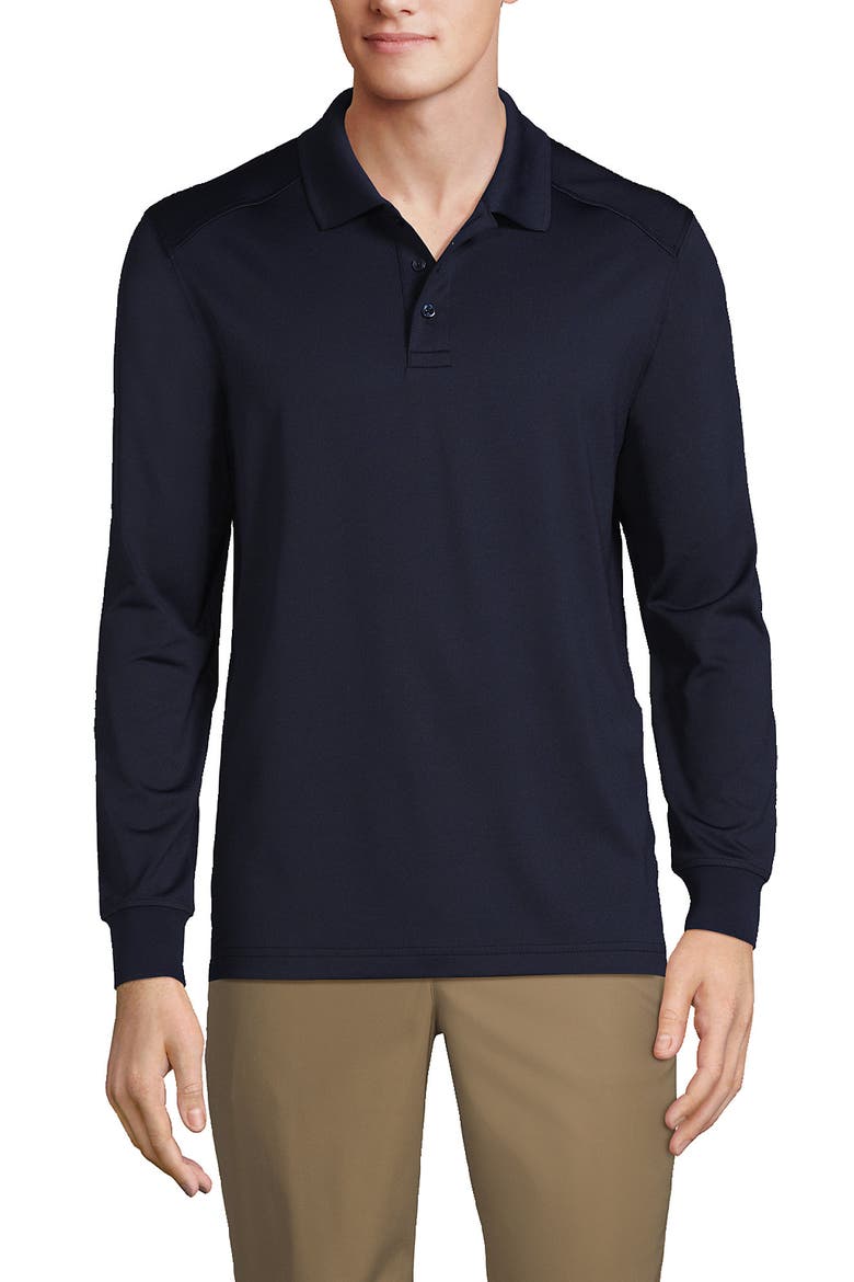 School Uniform  Long Sleeve Rapid Dry Polo Shirt, Main, color, Classic Navy