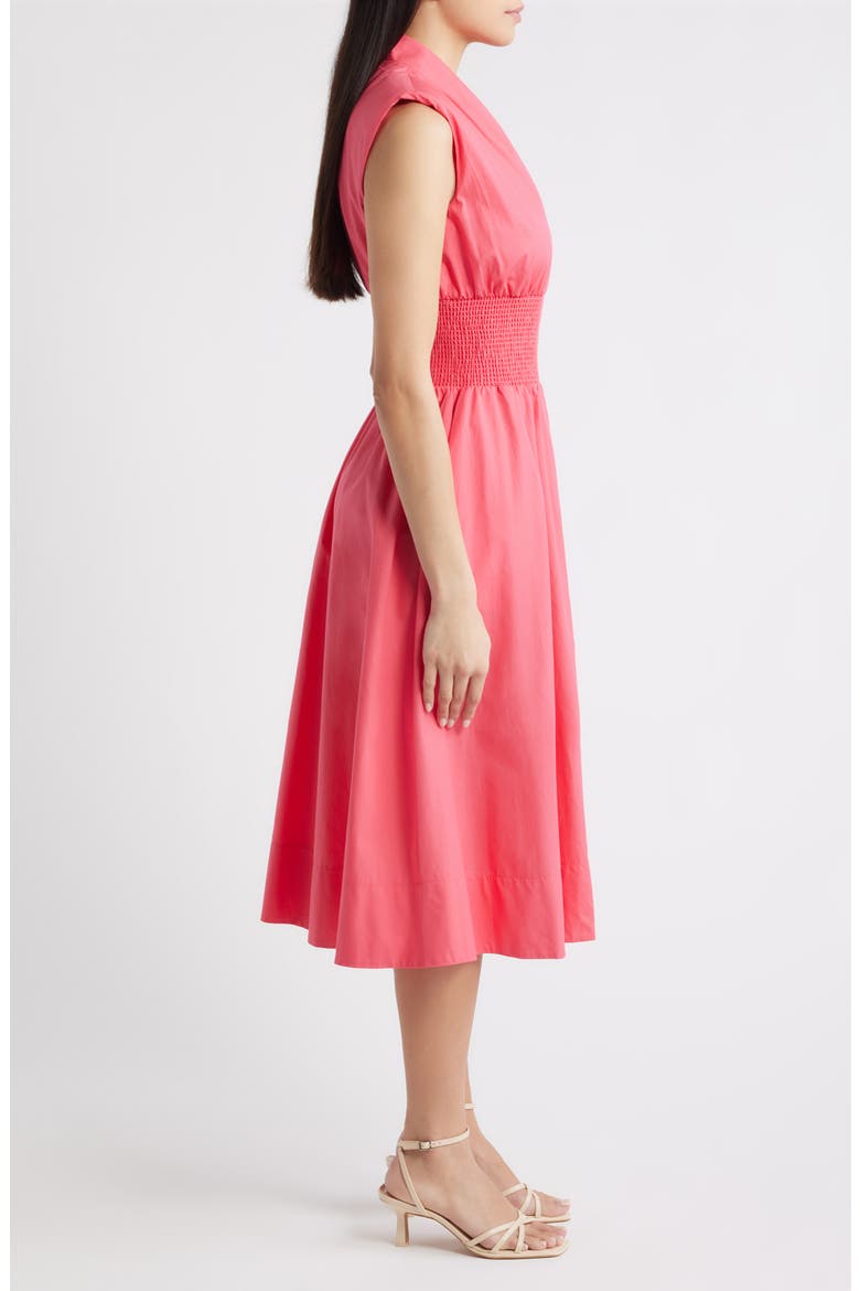 Sleeveless Cotton Midi Dress, Alternate, color, HOT PINK
