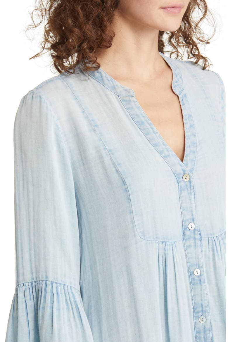 Kasey Organic Cotton Tiered Dress, Alternate, color, LIGHT INDIGO WASH