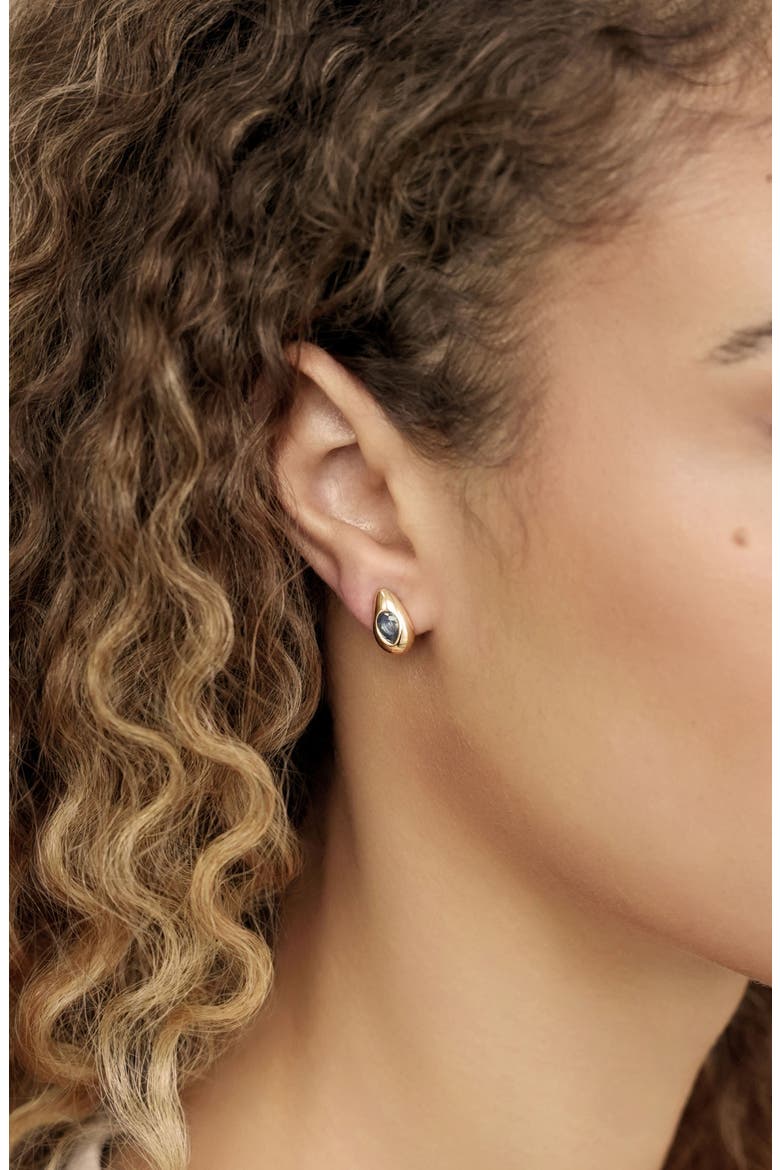 Glowing Teardrop Cubic Zirconia Stud Earrings, Alternate, color, BLUE