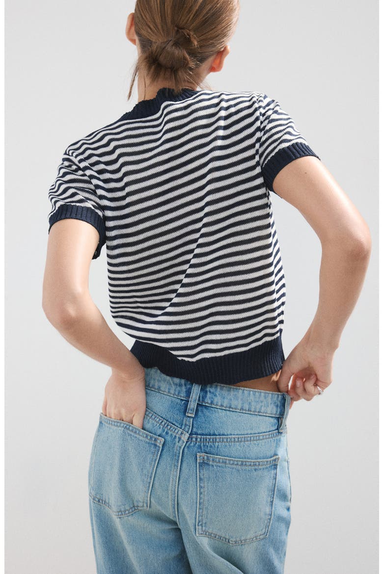 Stripe Crop Sweater, Alternate, color, DARK NAVY
