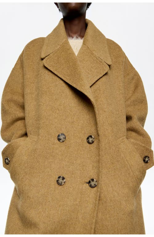 Bimba Y Lola Ocher Double-face Maxi Lapel Long Coat In Multi