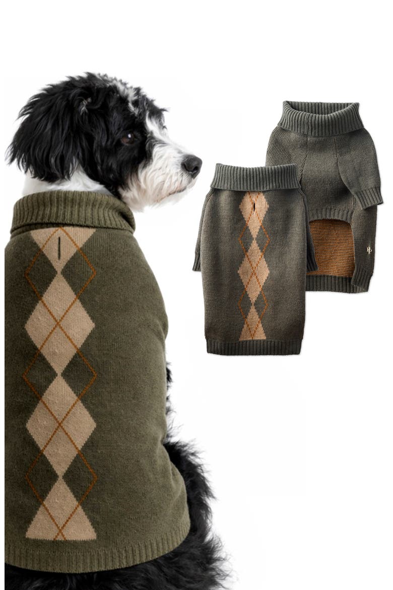 Cambridge Argyle Pet Sweater, Alternate, color, SCOTTISH OLIVE