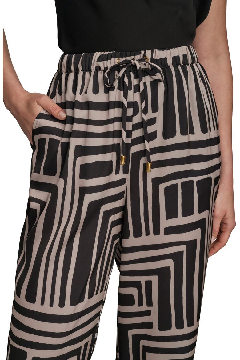 Geo Print Wide Leg Pants, Alternate, color, BLACK/ SAND