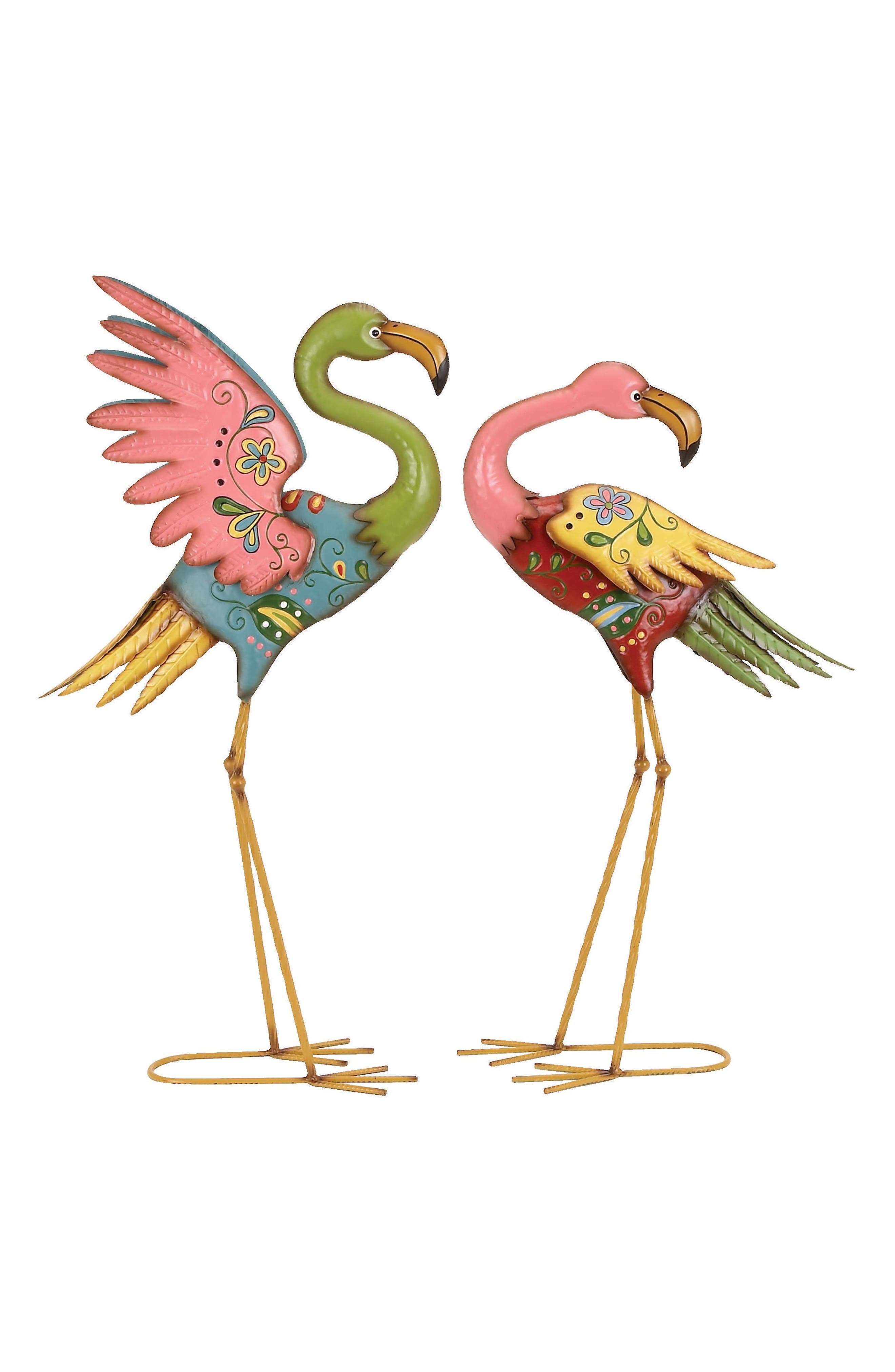 UMA Set of 2 Pink Flamingo Garden Sculptures