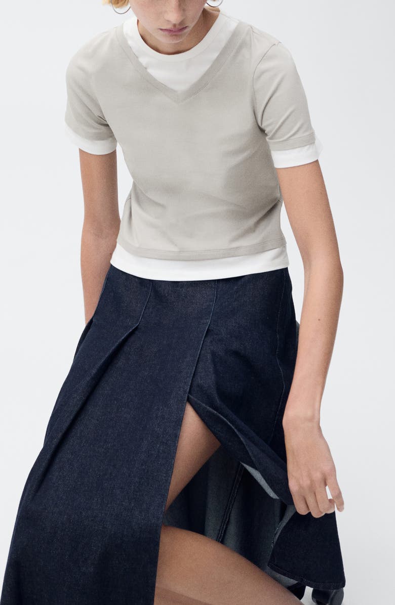 MANGO Contrasting Stretch Cotton T-Shirt, Alternate, color,