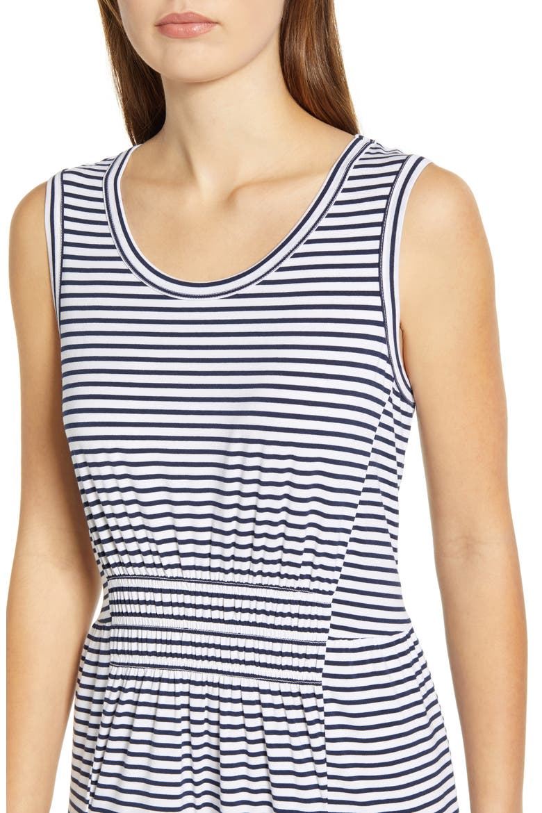 Kamala Stripe Tiered Jersey Midi Dress, Alternate, color, STRAIGHT A