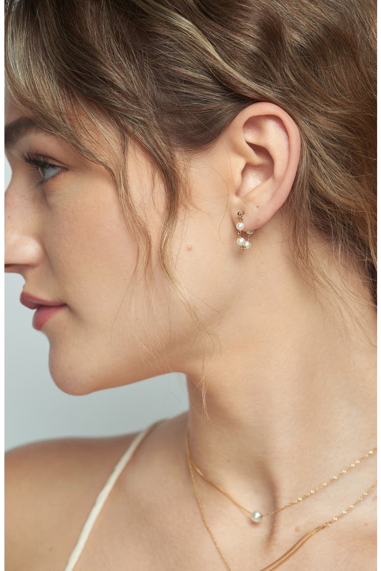 Pearl Chain Wrap Earrings, Alternate, color, YELLOW GOLD
