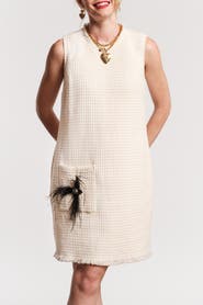 Frances Valentine Twiggy Fringe Dress Fish Boucle