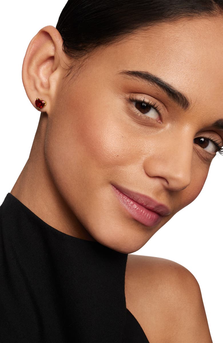 David Yurman Heart Stud Earrings in 18K Yellow Gold with Garnet, Alternate, color, Gold