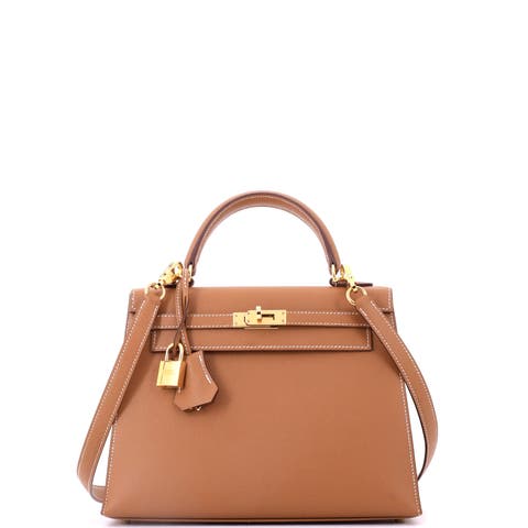 Kelly Handbag Brown Epsom with Gold Hardware 25