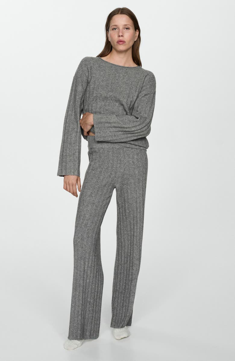 MANGO Rib Pull-On Pants, Alternate, color,