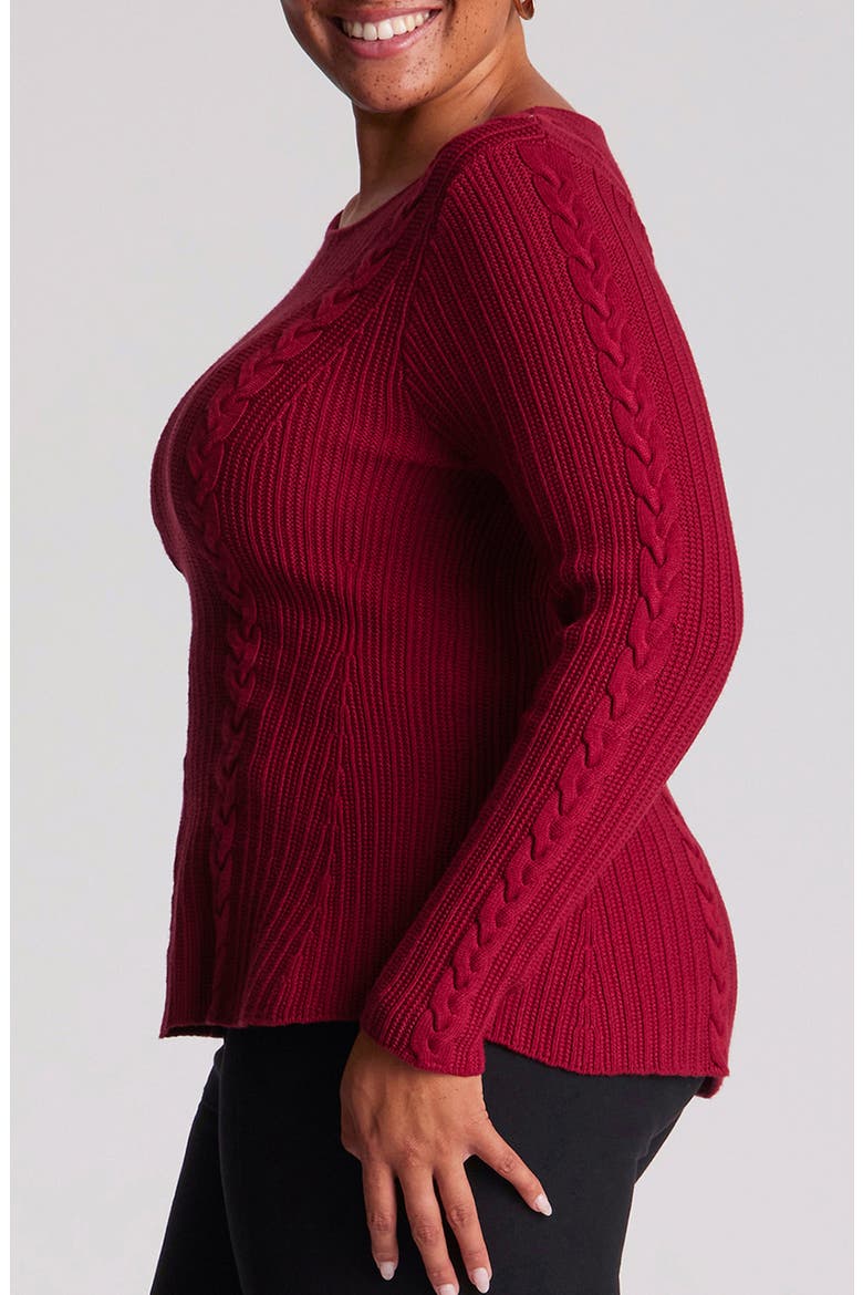Eveline Peplum Cable Knit Sweater, Alternate, color, CHERRY