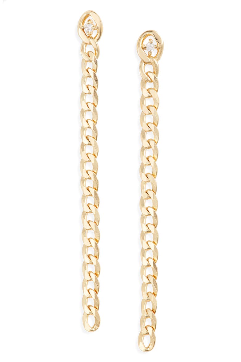 Cubic Zirconia Cuban Chain Drop Earrings, Main, color, GOLD