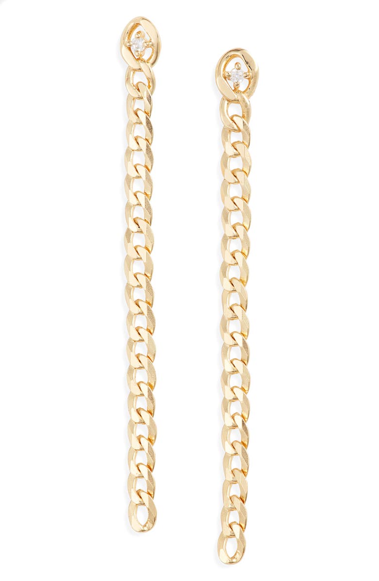 Adina's Jewels Cubic Zirconia Cuban Chain Drop Earrings, Main, color, 