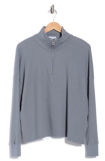 James Perse Half Zip Pullover In Gray