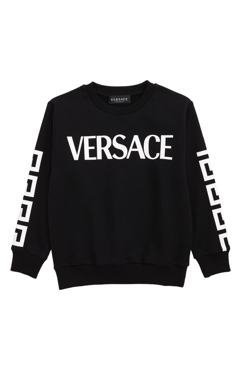 Versace Kids' La Greca Cotton Logo Sweatshirt, Main, color,