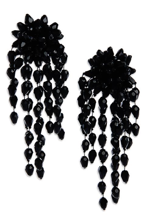 Hanabi Beaded Clip-On Drop Earrings