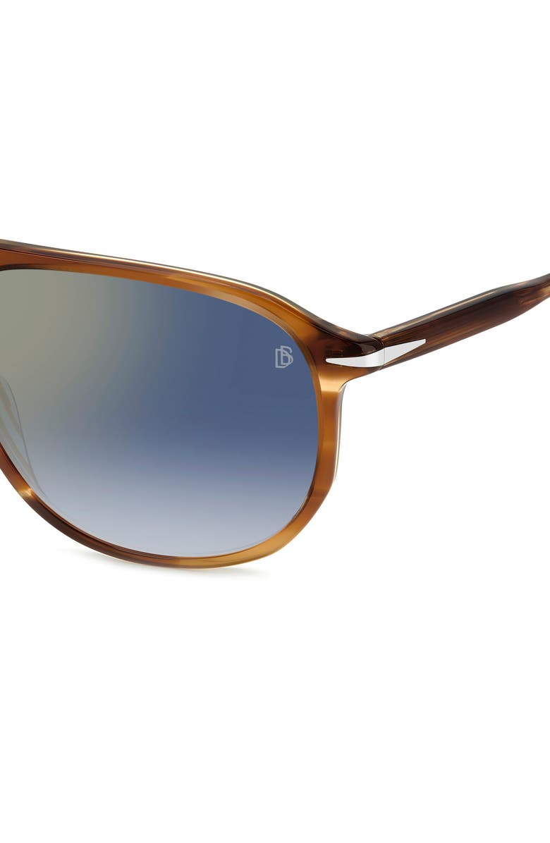 David Beckham Eyewear 58mm Avaitor Sunglasses, Alternate, color, Brown Horn/ Black Sp Ar
