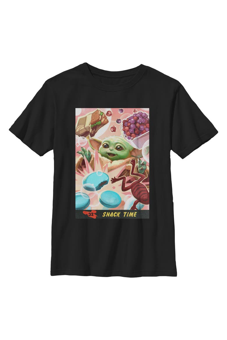 Boys' The Child Snack Time Comic Art Graphic Short Sleeve T-Shirt, Main, color, Black