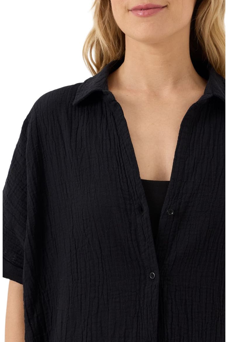 Organic Cotton Coastal Double Gauze Relaxed Shirt, Alternate, color, Jet Black