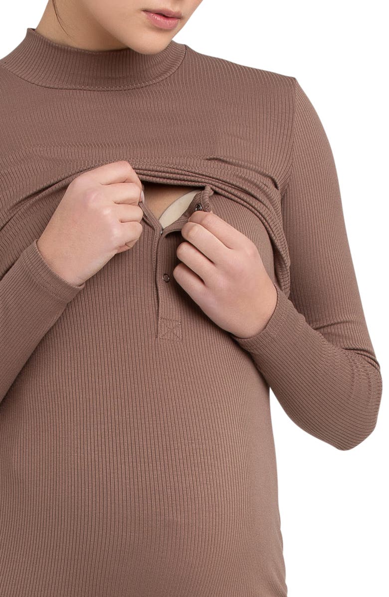 Ripe Maternity Ruby Layered Rib Long Sleeve Maternity/Nursing Dress, Alternate, color, 