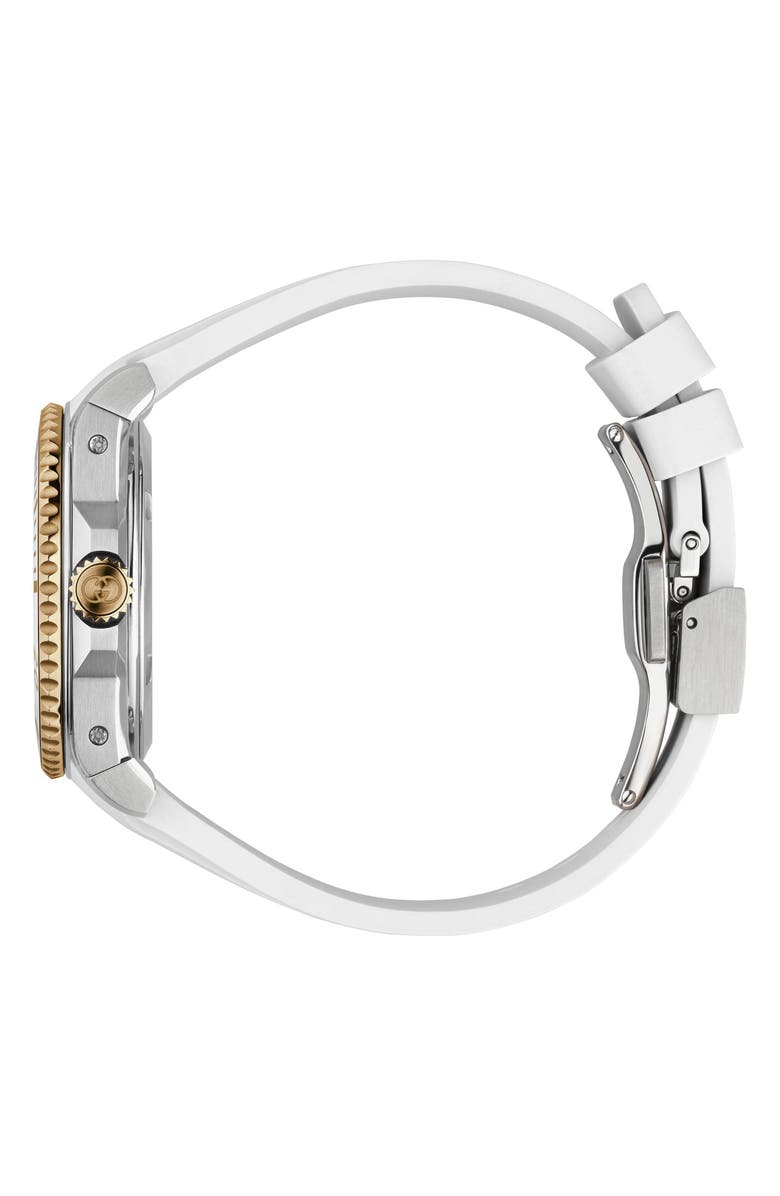 Gucci Dive Automatic Rubber Strap Watch, 36mm, Alternate, color, White