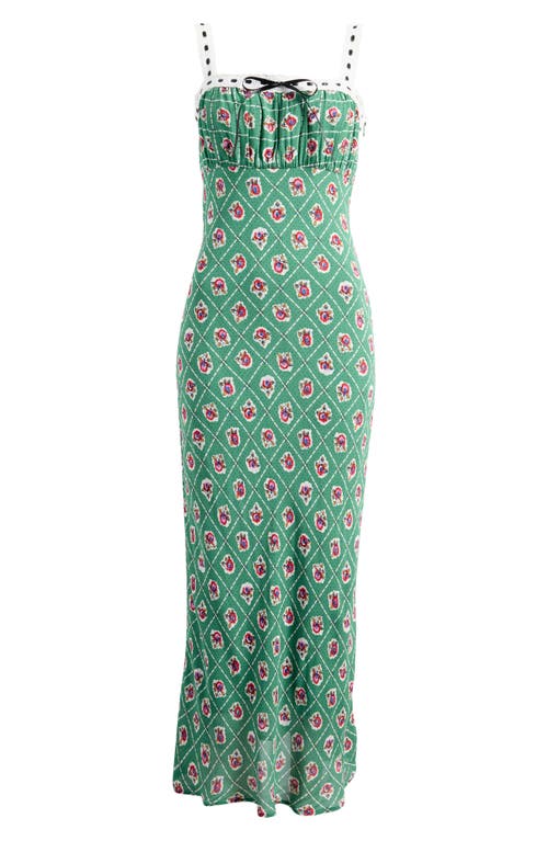 Wayf Magnolia Sleeveless Midi Dress In Green Scarf
