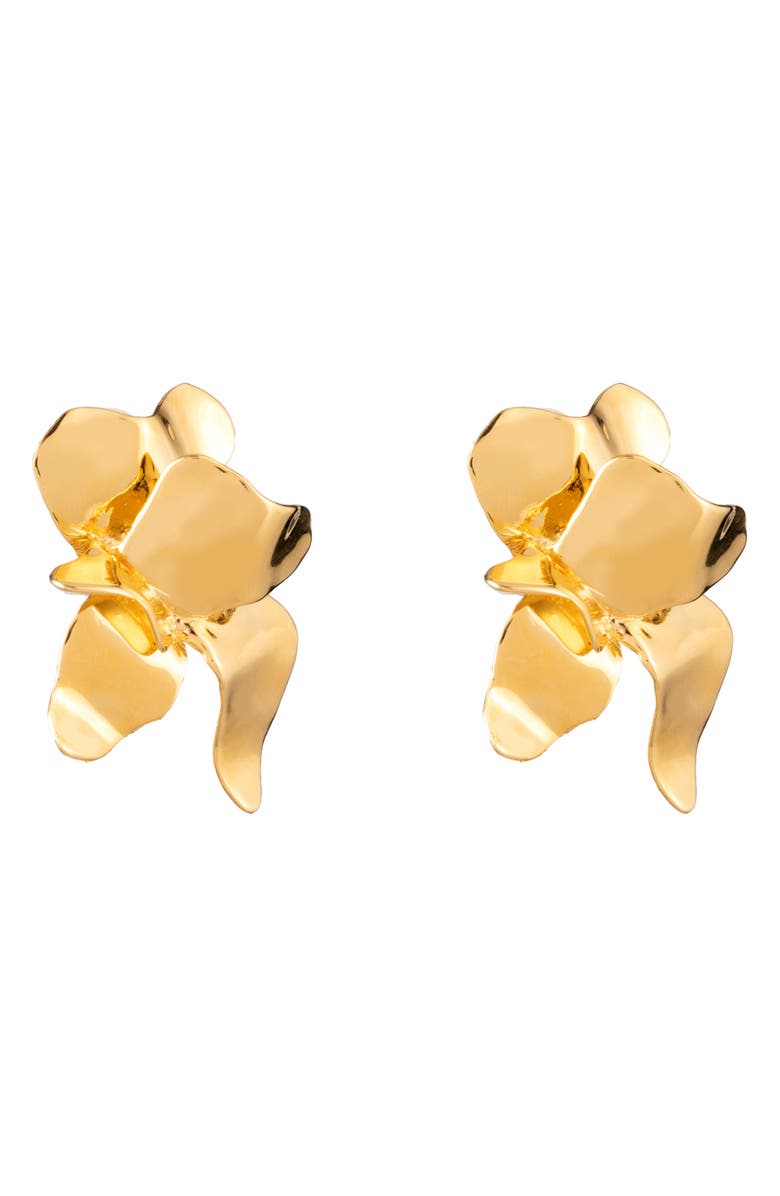 Sterling King Lotus Stud Earrings, Alternate, color, Gold