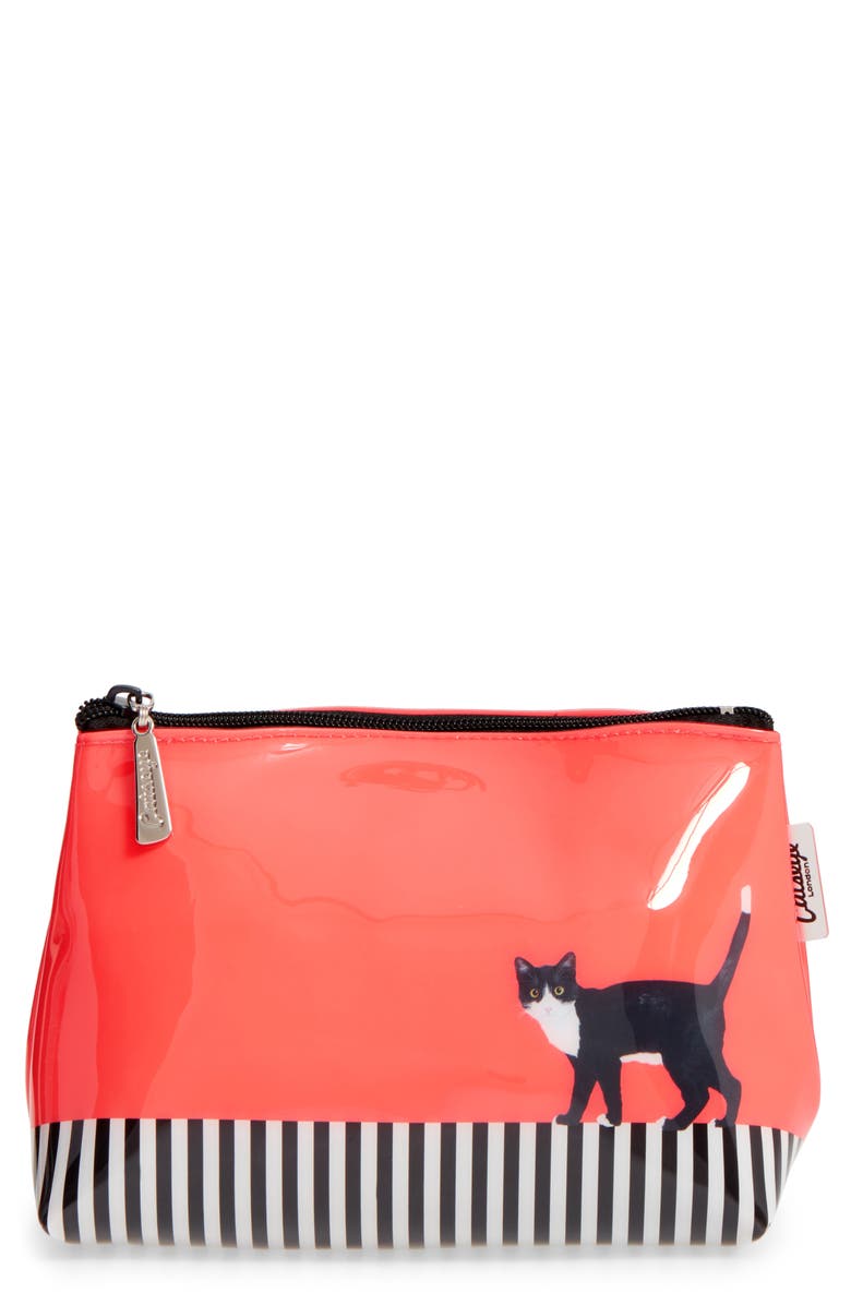 Catseye London Cat On Stripe Cosmetics Case, Main, color, 