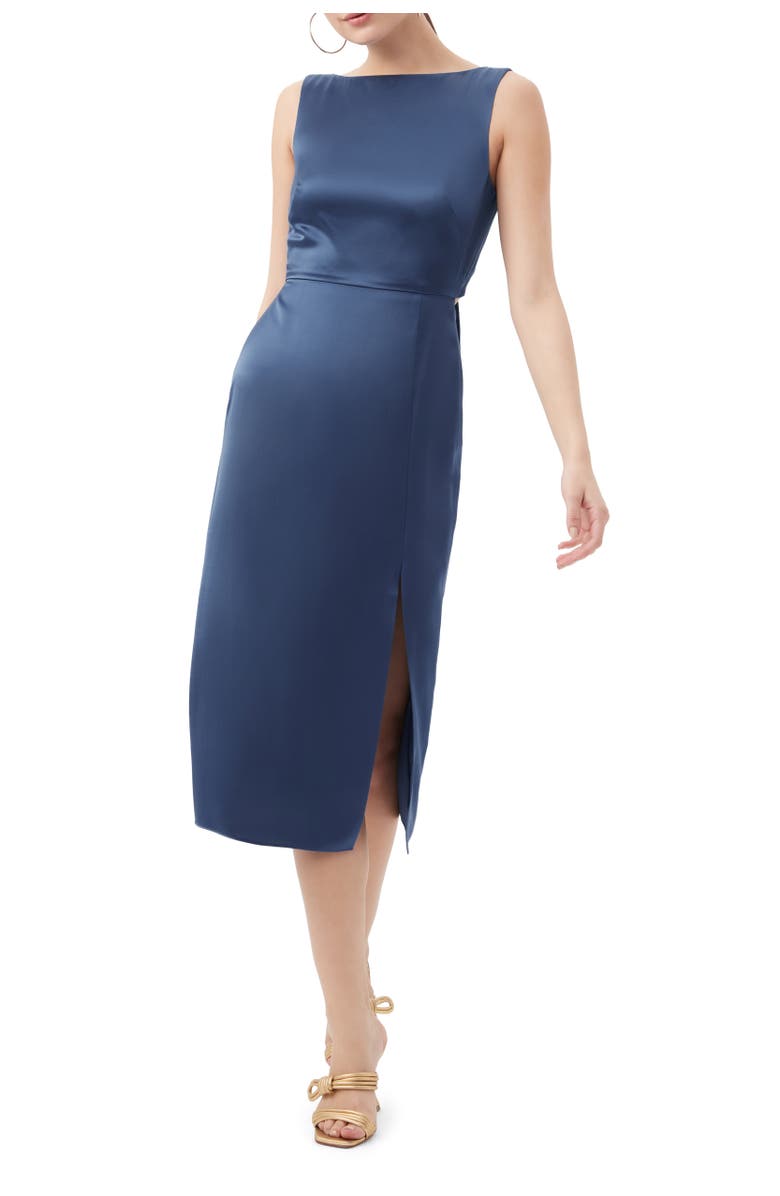 Trina Turk Mochi Satin Sheath Dress, Alternate, color, Sumi Blue